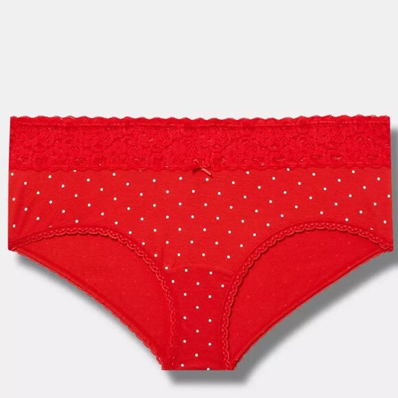 Torrid Panties 0X 2X 3X 4X Cheeky Red White Polka Dots MidRise Cotton Panty Plus - Picture 1 of 3